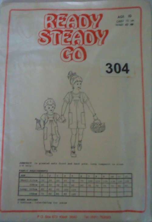 READY-STEADY-GO PATTERN-NUMBER 304 JUMPSUIT AGE 10 YEARS CHEST 70 CM