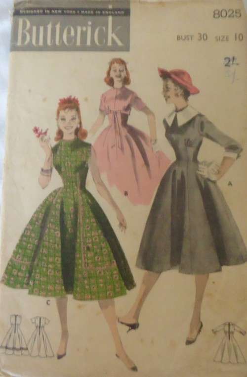 VVINTAGE BUTTERICK 8025 PRINCESS DRESS SIZE 10 BUST 30`  COMPLETE