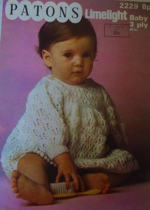 PATONS 2229 BABY`S LACY DRESS TO FIT SIZE 20`
