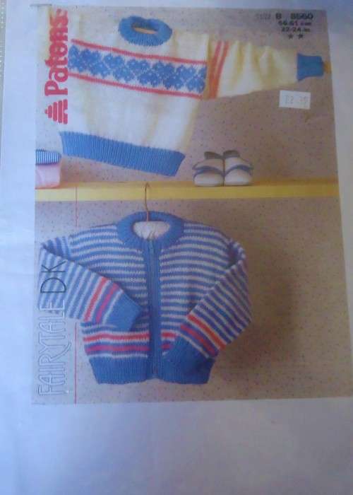PATONS 8560 ZIPPED CARDIGAN & SWEATER CHEST 56-61 CM OR 22 - 24`