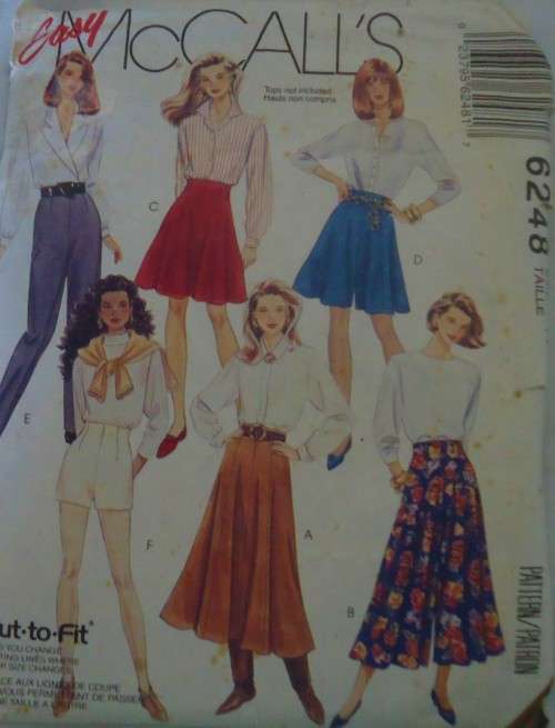 McCALLS 6248 SKIRT-SPLIT SKIRT-PANTS-SHORTS SIZE A=6-8-10 COMPLETE