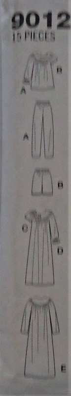 SIMPLICITY 9012 SLEEPWEAR SIZE AA=XS-S-M = 6 - 16 COMPLETE