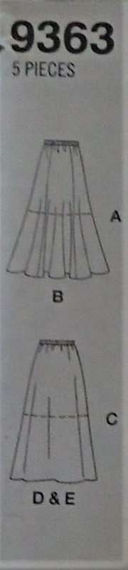SIMPLICITY 9363 SET OF SKIRTS SIZE P=12-14-16 COMPLETE-UNCUT-F/FOLDED