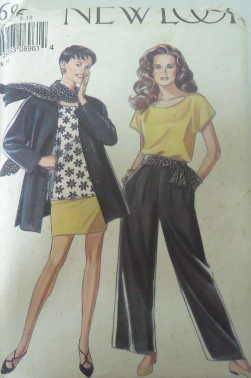 NEW LOOK 6961 JACKET-TOP-SKIRT-PANTS-SCARF- SIZE 8-18 COMPLETE-UNCUT-F/FOLDED