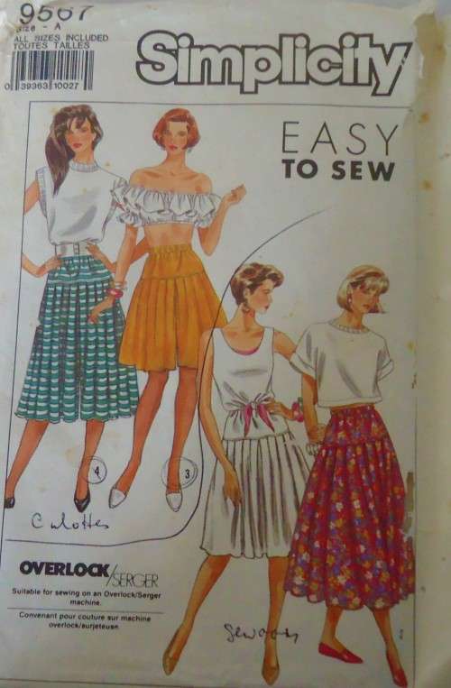 SIMPLICITY 9567 PULL ON SKIRT OR CULOTTES SIZE A=6-24 COMPLETE-UNCUT-F/FOLDED