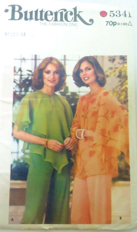 BUTTERICK PATTERNS 5341 BATWING BLOUSE- SIZE MEDIUM = 12 -14 COMPLETE-UNCUT-F/FOLDED