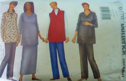 BUTTERICK PATTERNS 6776 MATERNITY VEST-TOP-SKIRT-PANTS SIZE 12-14-16 SEE LISTING