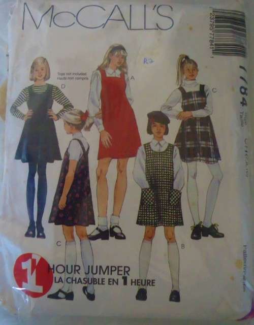 McCALLS 7784 GIRL'S A-LINE JUMPERS SIZE CH=7-8-10 YEARS COMPLETE-ZIPLOC