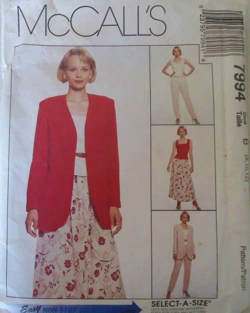 McCALLS 7994 JACKET-VEST-PULL ON PANTS-PULL ON SKIRT SIZE B8-10-12 - COMPLETE-NO SEWING INSTRUCTION