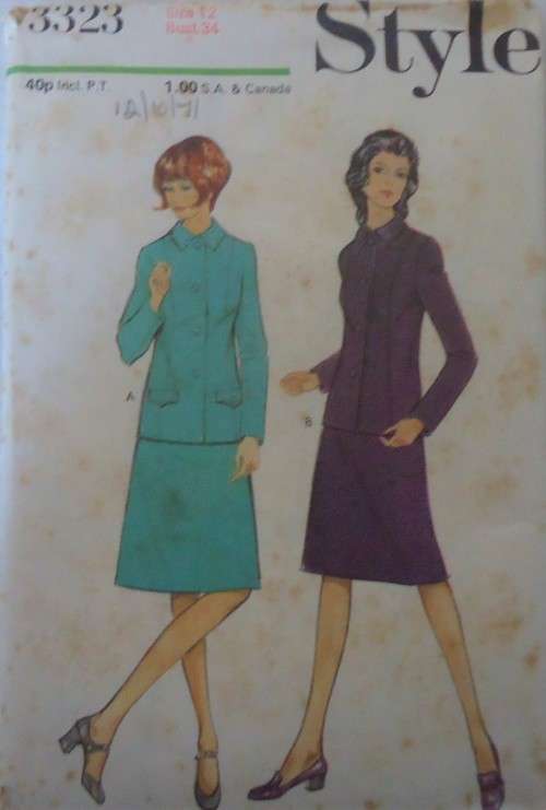 VINTAGE STYLE 3323 WOMEN`S SUIT SIZE 12 BUST 34 - COMPLETE