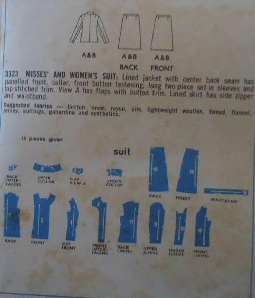 VINTAGE STYLE 3323 WOMEN`S SUIT SIZE 12 BUST 34 - COMPLETE
