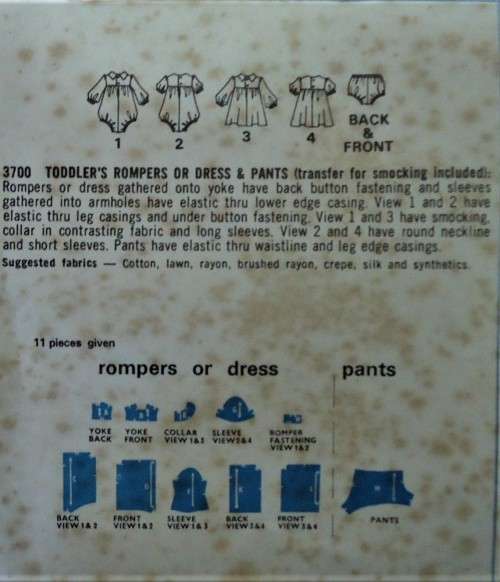 VINTAGE STYLE 3700 TODDLERS ROMPERS OR DRESS & PANTS SIZE 2 YEARS COMPLETE WITH SMOCKING