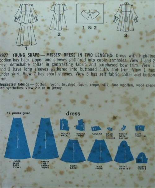 VINTAGE STYLE 3927 DRESS+ HIGH LINE BODICE SIZE 12 BUST 34` COMPLETE-UNCUT-F/FOLDED