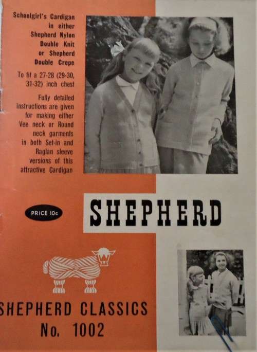 SHEPHERD CLASSICS NUMBER 1002 SCHOOLGIRL`S CARDIGAN SIZES 27-28` 29-30` 31-32` CHEST