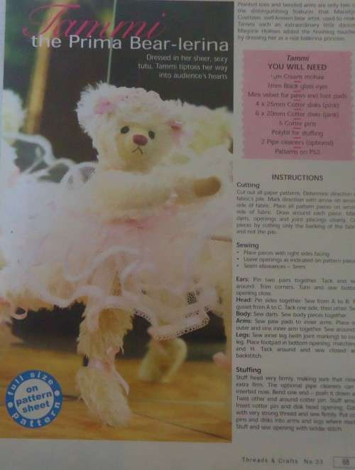 TAMMI THE PRIMA BEAR-LERINA  - THREADS & CRAFTS 33