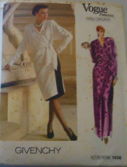 VOGUE PARIS ORIGINAL-GIVENCY  1636 WRAP DRESS & SKIRT SIZE 12 COMPLETE