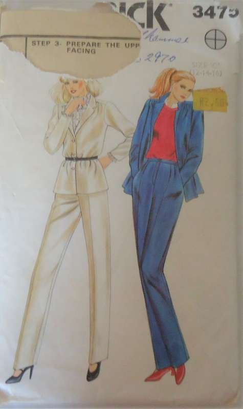 BUTTERICK 3475 JACKET & PANTS SIZE 12-14-16 SEE LISTING