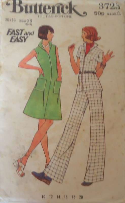 BUTTERICK 3725 A-LINE DRESS-TOP-PANTS SIZE 16 BUST 38/97 CM  COMPLETE-UNCUT
