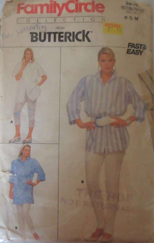 BUTTERICK 3819 SHIRT & JODHPURS/PANTS  SIZE P-S-M (6-14) COMPLETE-ZIPLOC BAG