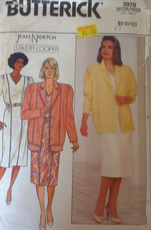 BUTTERICK 3970 JACKET & DRESS SIZE 8-10-12 COMPLETE-UNCUT-F/FOLDED