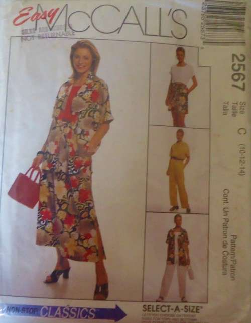 McCALLS 2567  SHIRT-TOP-PULL ON SKIRT-PANTS-SHORTS SIZE C=10-12-14 COMPLETE-UNCUT-F/FOLDED-ZIPLOC