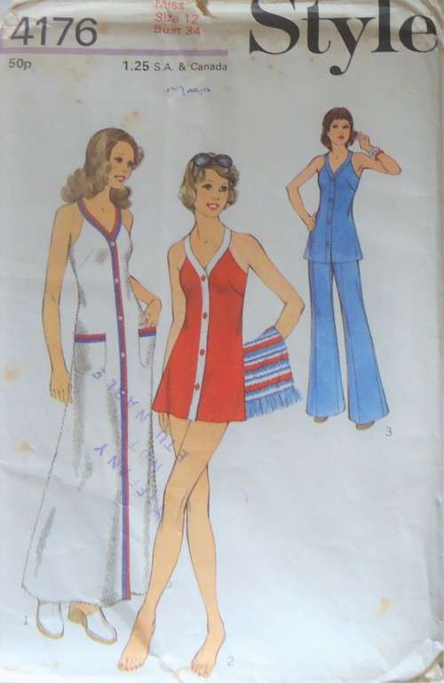 VINTAGE STYLE 4176 DRESS-TUNIC-PANTS SIZE 12 BUST 34' COMPLETE-UNCUT-F/FOLDED