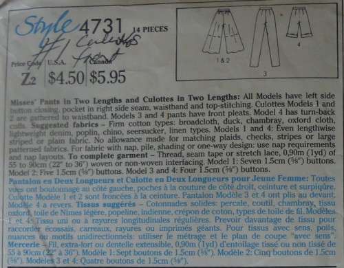 STYLE 4731 PANTS IN 2 LENGTHS SIZE 12-14-16 SEE LISTING
