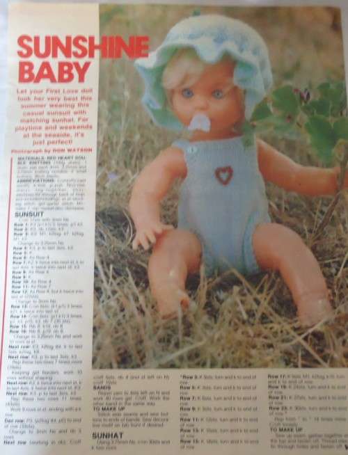 FIRST LOVE-SUNSHINE BABY! SUN-SUIT-SUNHAT  WOMAN'S VALUE-OCTOBER 1983