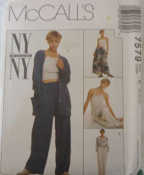 McCALLS 7579 SHIRT-TOP-DRAWSTRING PANTS & SKIRT SIZE B=8-10-12  COMPLETE-UNCUT-F/FOLDED