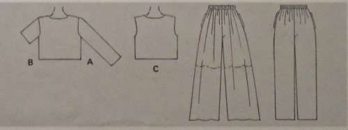 McCALLS 7595 TOP-PULL ON PANTS SPLIT SKIRT OR SHORTS SIZE C=10-12-14 COMPLETE-UNCUT-F/FOLDED