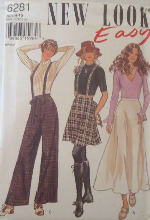 NEW LOOK 6281 SKIRT & PANTS WITH SUSPENDERS SIZE 6-16 - COMPLETE-UNCUT-F/FOLDED