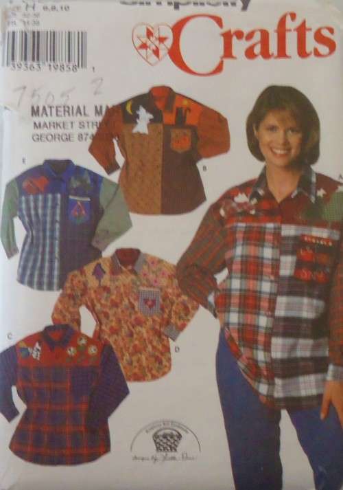 SIMPLICITY CRAFTS 7505 SHIRT WITH APPLIQUES - SIZE 6-8-10 COMPLETE-MOSTLY UNCUT