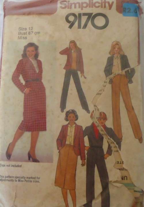 SIMPLICITY 9170 LINED JACKET-SKIRT-PANTS-SIZE 12 BUST 87 CM COMPLETE-ZIPLOC BAG