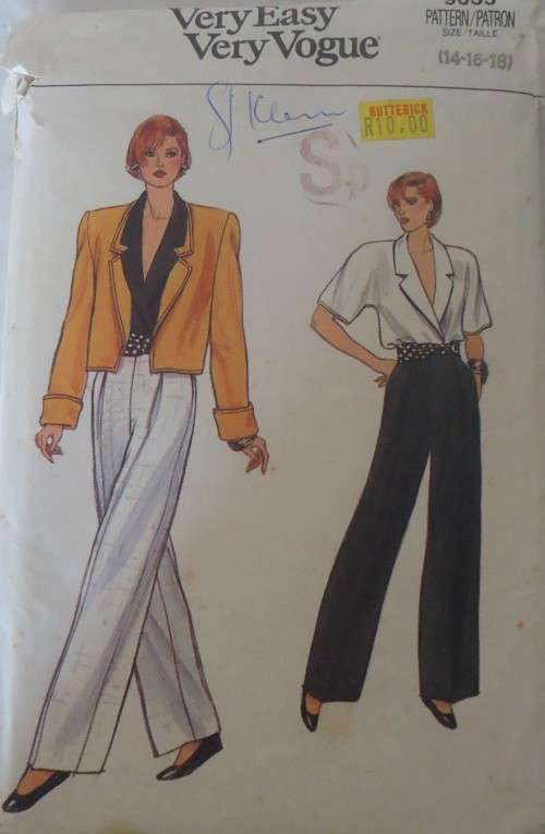 VERY EASY VOGUE 9635 JACKET-PANTS-BLOUSE SIZE 14-16-18  COMPLETE- MOSTLY UNCUT