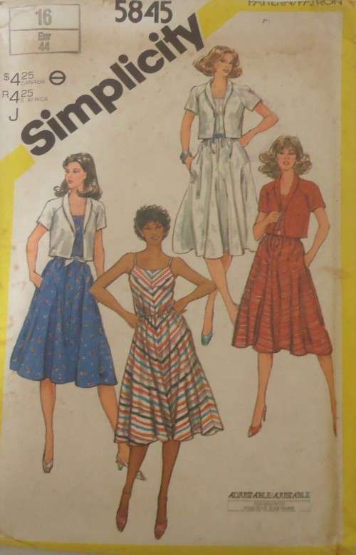 SIMPLICITY 5845 SEMI FITTED BIAS SUNDRESS & UNLINED JACKET SIZE 16  COMPLETE
