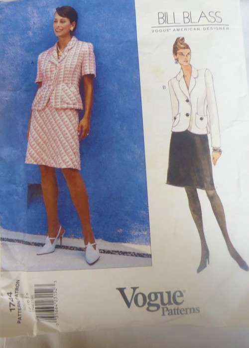 VOGUE 1744 BILL BLASS TOP & SKIRT SIZE 14-16-18 -COMPLETE-CUT TO  SIZE 16