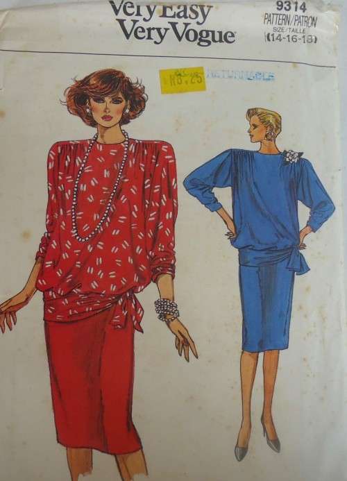 VOGUE 9314 TOP & SKIRT  SIZE 14-16-18- COMPLETE