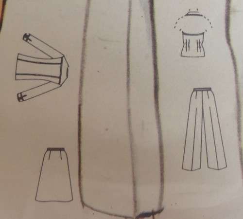 VOGUE 9784 JACKET-TOP-PANTS-SKIRT SIZE 14 BUST 92 CM - ONLY SKIRT & TOP CUT