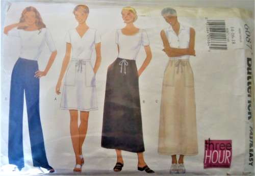 BUTTERICK 6087 SKIRT-PANTS SIZE 14-16-18 COMPLETE CUT TO 18-ZIPLOC BAG