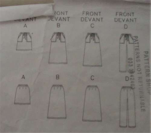 BUTTERICK 6087 SKIRT-PANTS SIZE 14-16-18 COMPLETE CUT TO 18-ZIPLOC BAG