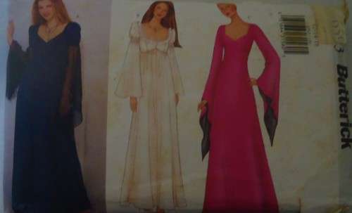 BUTTERICK 6593 STUNNING EVENING DRESS-SLEEVE VARIATIONS SIZE 12-14-16 COMPLETE CUT TO 16 PART CUT