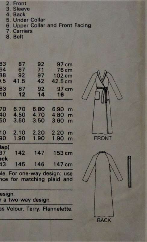 BUTTERICK 6642 ROBE & BELT SIZE 12 COMPLETE