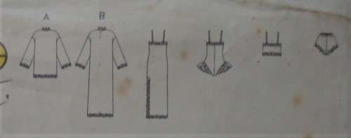 BUTTERICK 6985 LINGERIES- NIGHTGOWN-CAMISOLE-PANTIES-TEDDY SIZE XS-S-M (6-14 COMPLETE-ZIPLOC BAG