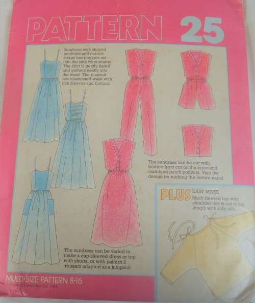 MAKE IT EASY # 25 SUNDRESS WITH SHAPED NECKLINE- CAP SLEEVED DRESS