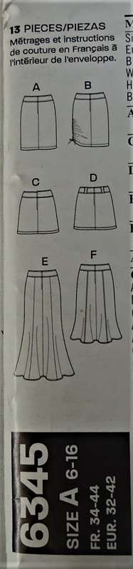 NEW LOOK PATTERNS 6345 SET OF SKIRTS SIZE 6-16  COMPLETE