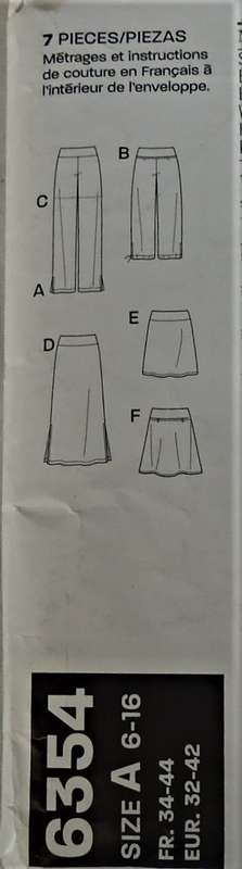 NEW LOOK PATTERNS 6354 SET OF HIPSTER SKIRTS & PANTS SIZE 6-16  COMPLETE