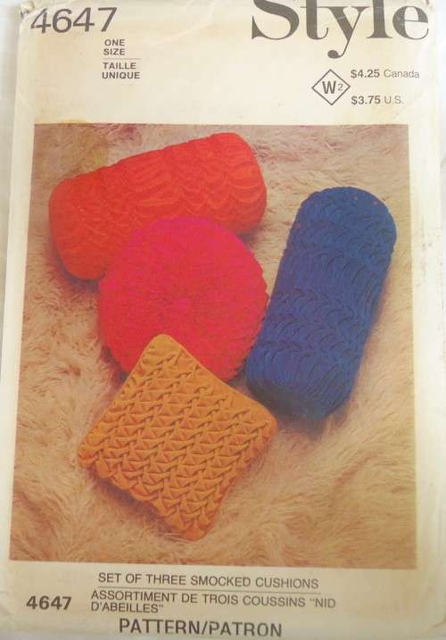 STYLE 4647  SET OF THREE SMOCKED CUSHIONS ONE SIZE- COMPLETE-UNCUT - FACTORY FOLDED