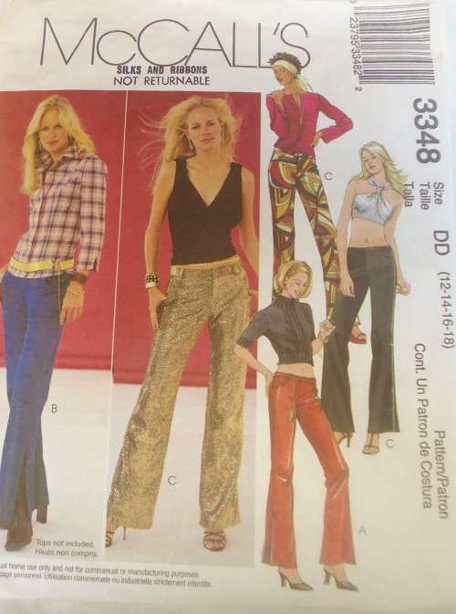 McCALLS 3348 LOW RISE PANTS SIZE DD12-14-16-18 COMPLETE