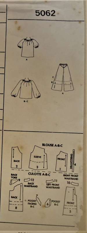 VINTAGE McCALLS 5062 BLOUSE & PANTS SIZE 12 BUST 34 COMPLETE-ENVELOPE