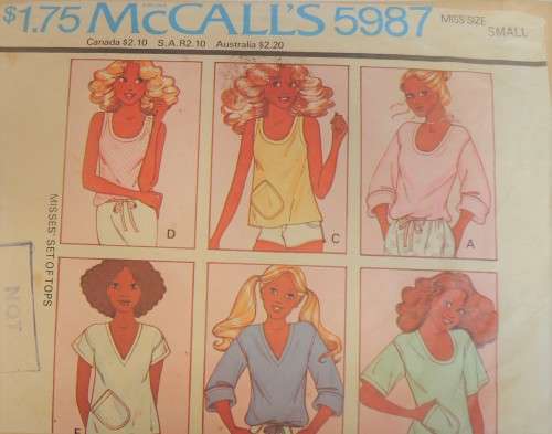 McCALLS 5987  SET OF TOPS SIZE SMALL 8 - 10 COMPLETE IN ENVELOPE